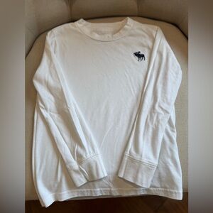 Abercrombie Kids White Long Sleeve Shirt with Logo, Size 5/6